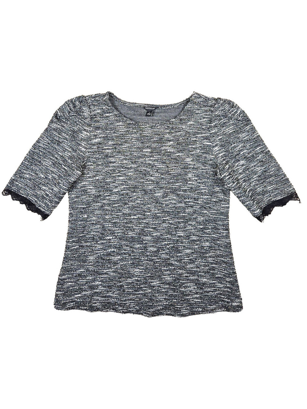 Ann Taylor  Womens M Heavily Textured, Black & Gray Marled Knit Fabric